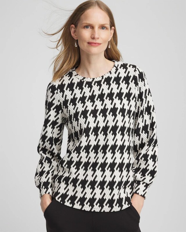 Zenergy Houndstooth Long-Sleeve Top